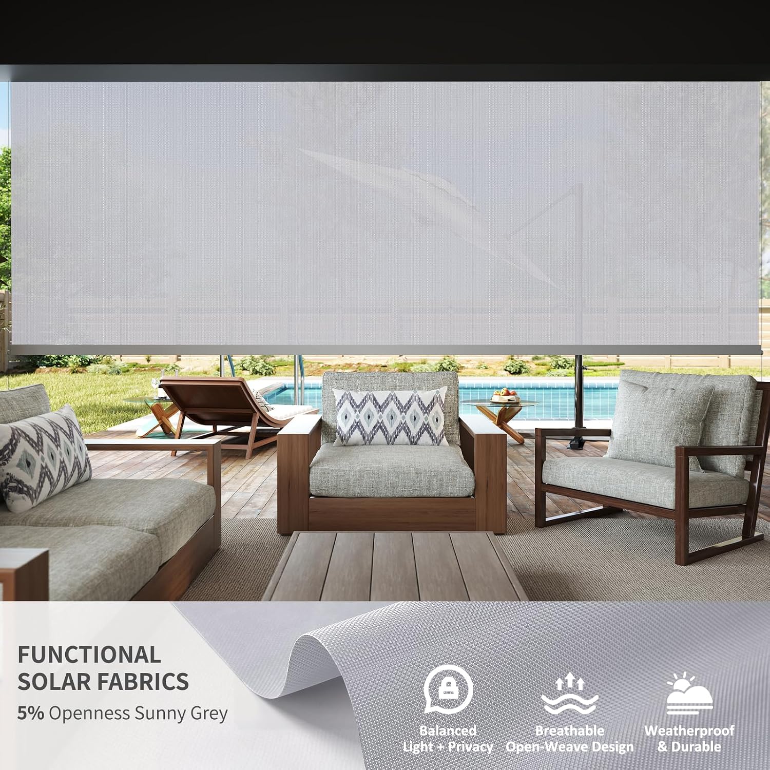 Motorized Outdoor Roller Shades for Patio Porch,Outdoor Screens Blinds 5 81Go3ldHnML. AC SL1500