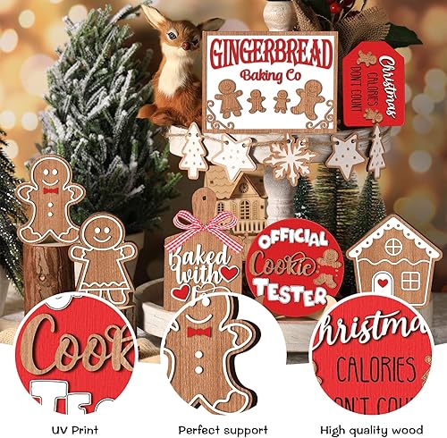 Miniatura 4 de Decoración de bandeja escalonada de Navidad, mesa de invierno, letrero de madera, decoración de mesa de Navidad, letrero de café, muñeco de nieve,