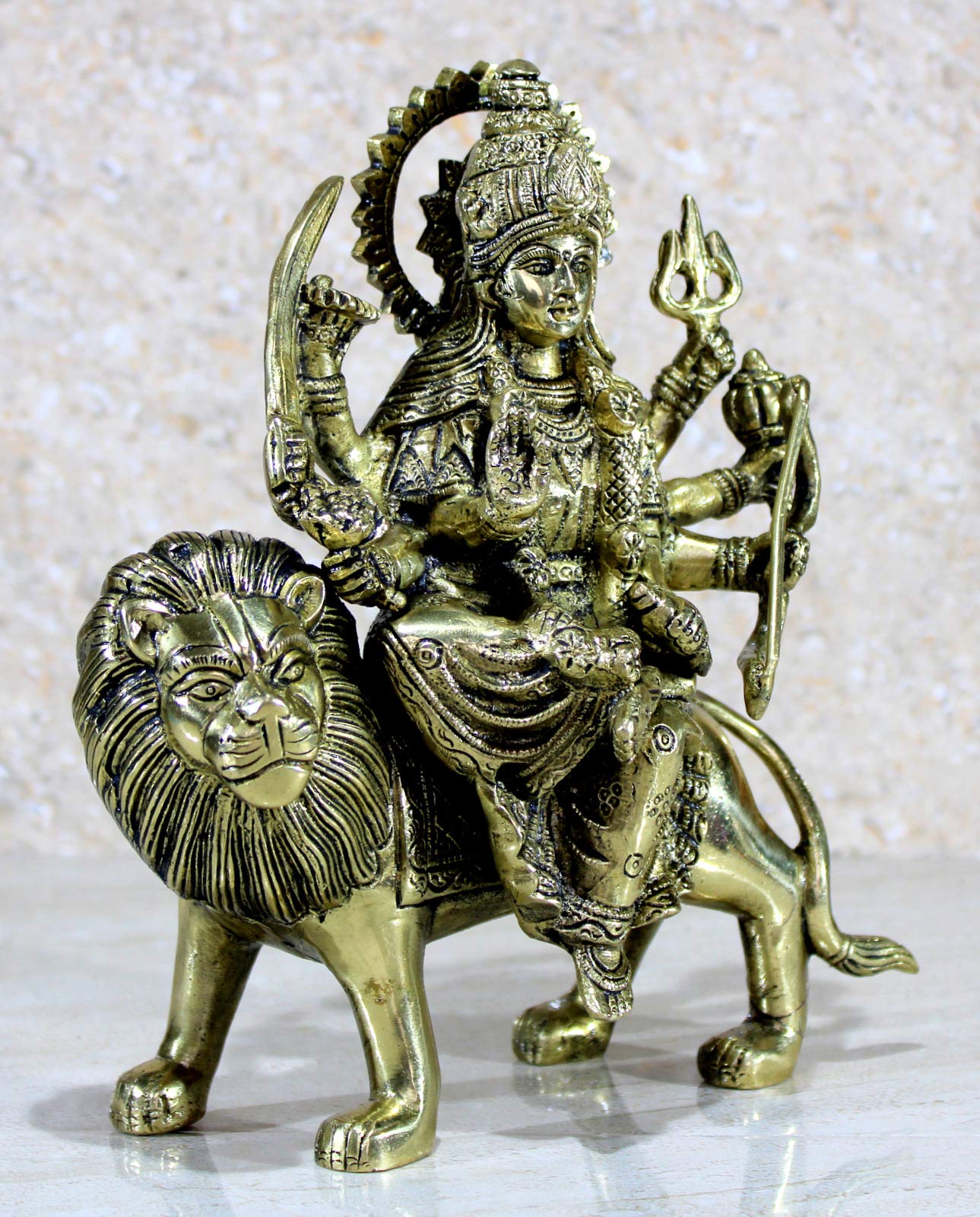ESPLANADE Statua in ottone Maa Durga Mata Rani idolo per casa Mandir (21,5 cm)