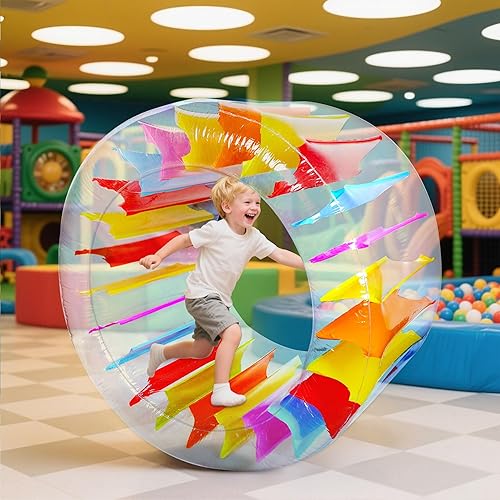 Miniatura 4 de Zcaukya 65"47" Giant Inflatable Wheel Roller, Colorful Water Rolling Wheel Float for Kids Summer Swimming Pool Parties, Rolling on The Lawn, Indoor