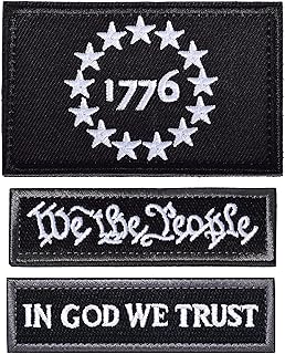 3 Pack Tactical USA 1776 Patriot We The People and in God We Trust Milltary Embroidered Applique Morale Hook and Loop Patch