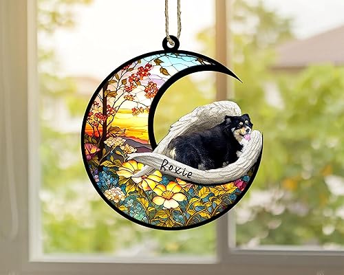 Miniatura 534 de Chow Chow Dog Memorial Suncatcher, adorno de Navidad Chow Chow con nombre, atrapador de pérdida de mascotas, regalos para los amantes de los perros