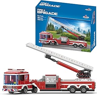 Apostrophe Games Fire Truck Building Block Set, Fire Fighter Building Blocks (Extended Ladder Firetruck), 294 Pieces