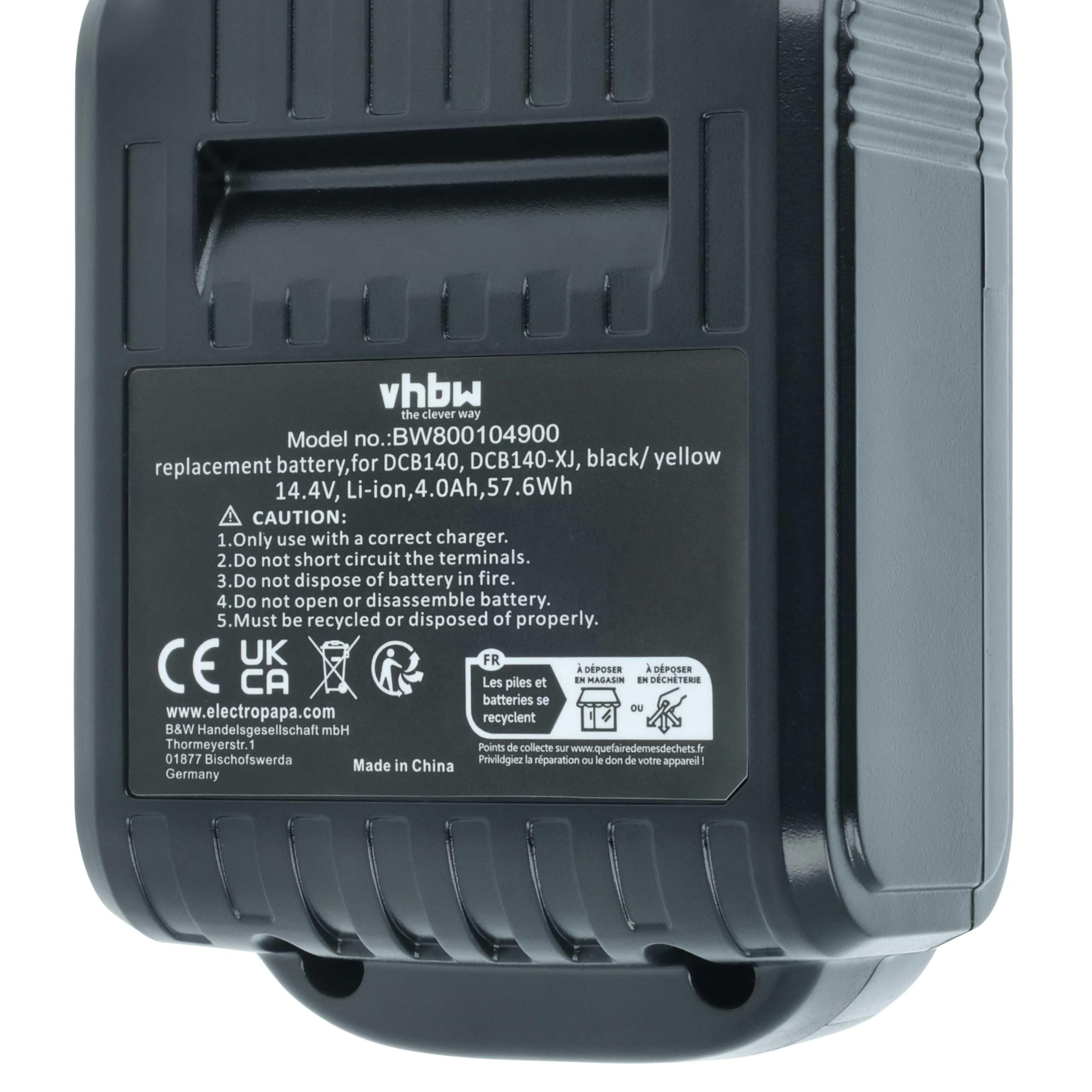 vhbw Bateria kompatybilna z Dewalt DCS320L2, DCS332, DCV582, DCS320N, DCS320M2, DCS332N, DCS32M2 elektronarzędzia (4000 mAh, Li-ION, 14,4 V)