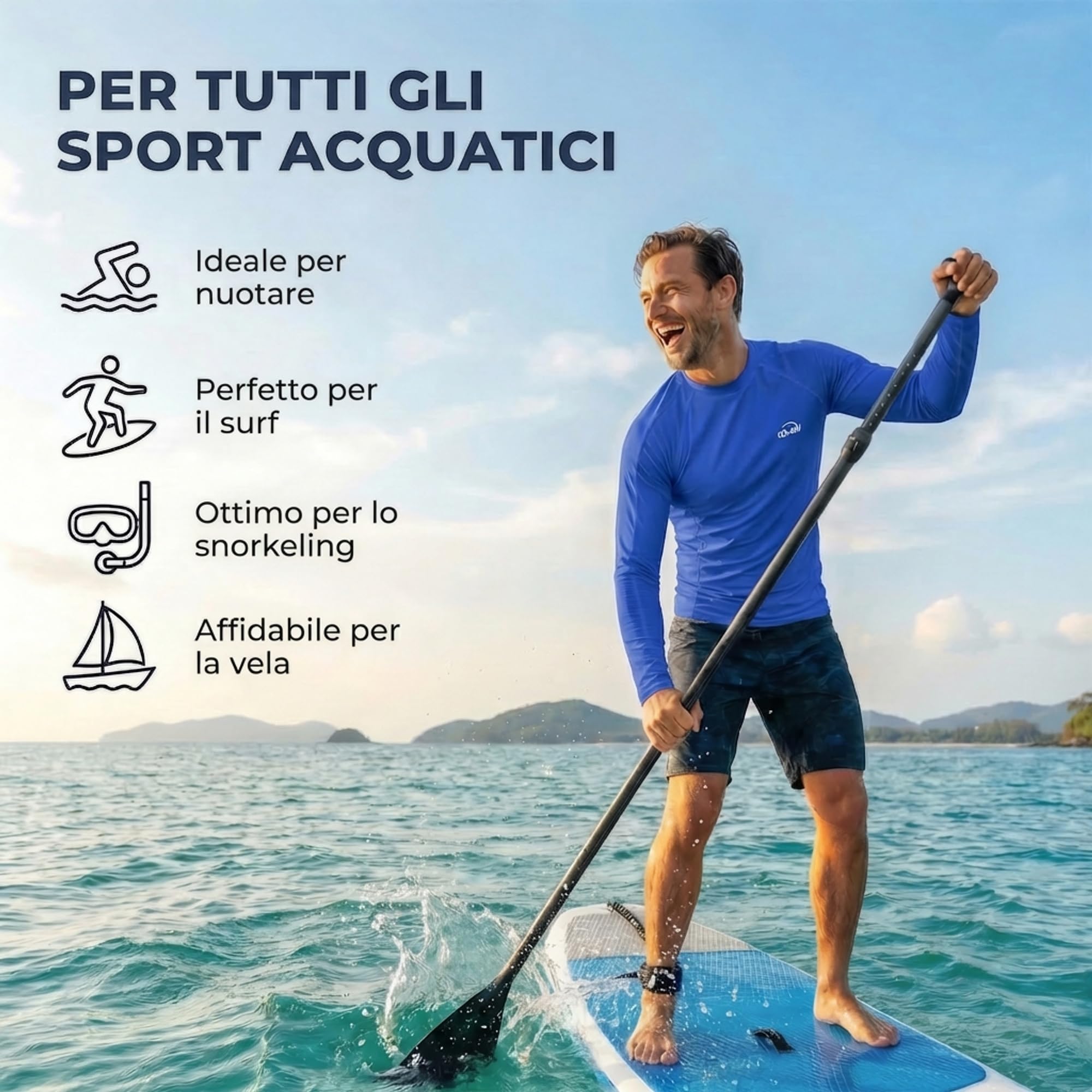 iQ-Company, Maglietta con Protezione Solare UV Uomo IQ 300 Watersport a Maniche Lunghe