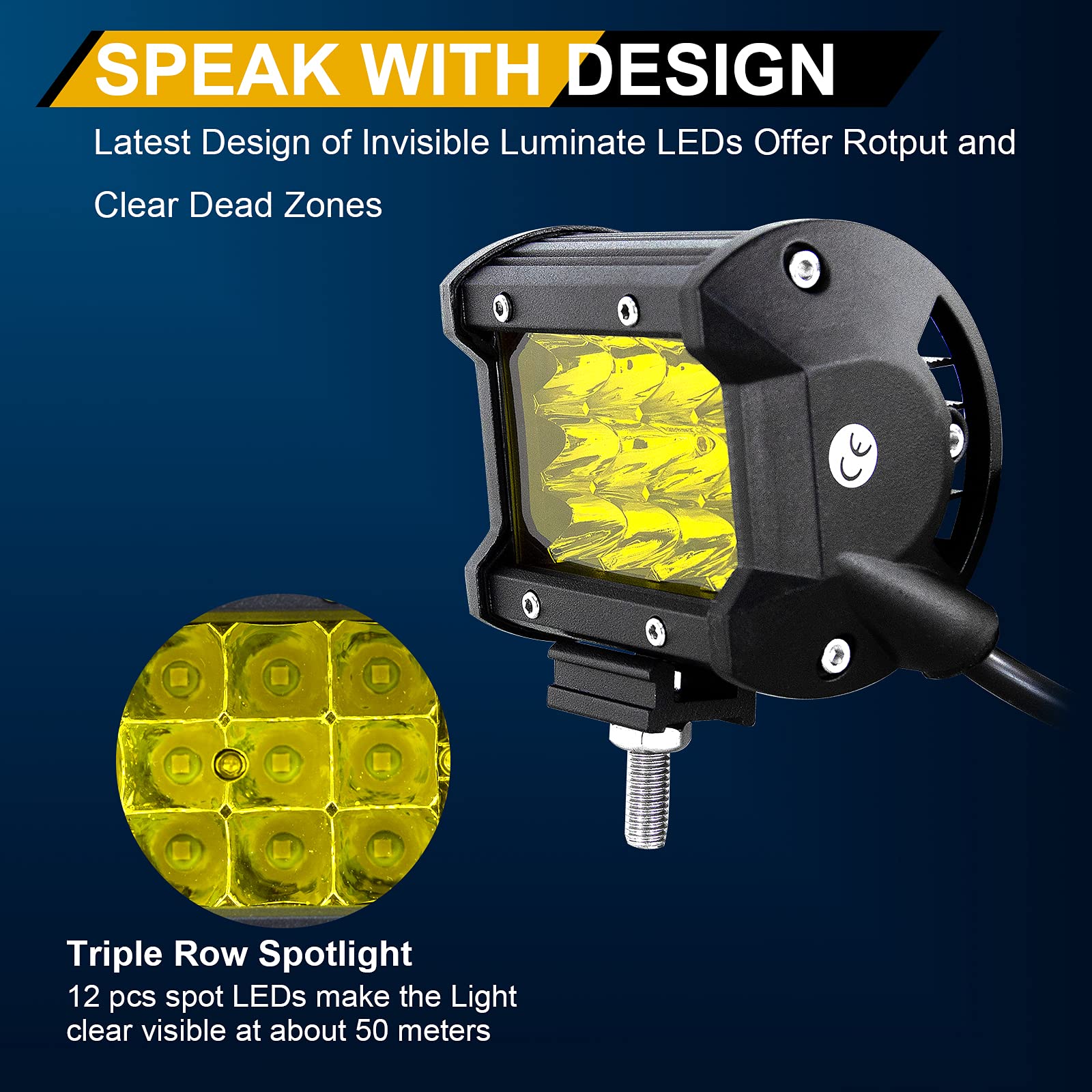 Willpower 2pcs 10cm 36W Faro da Lavoro LED 12V 24V Cubo Faretto LED Spot Luci di Lavoro Impermeabile Fari Led Fendinebbia Luci per Trattore Auto Fuoristrada Camion ATV Barca 4x4