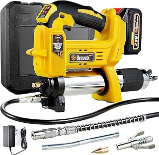 Bravex Cordless Grease Gun, Battery Powered 12,000 PSI Electric Grease Gun, W/T Rechargeable Battery Pack, 40 inch High Pressure Long Hose, Dual Mode Quantitative Automatic Pumping/Continuous Pumping
