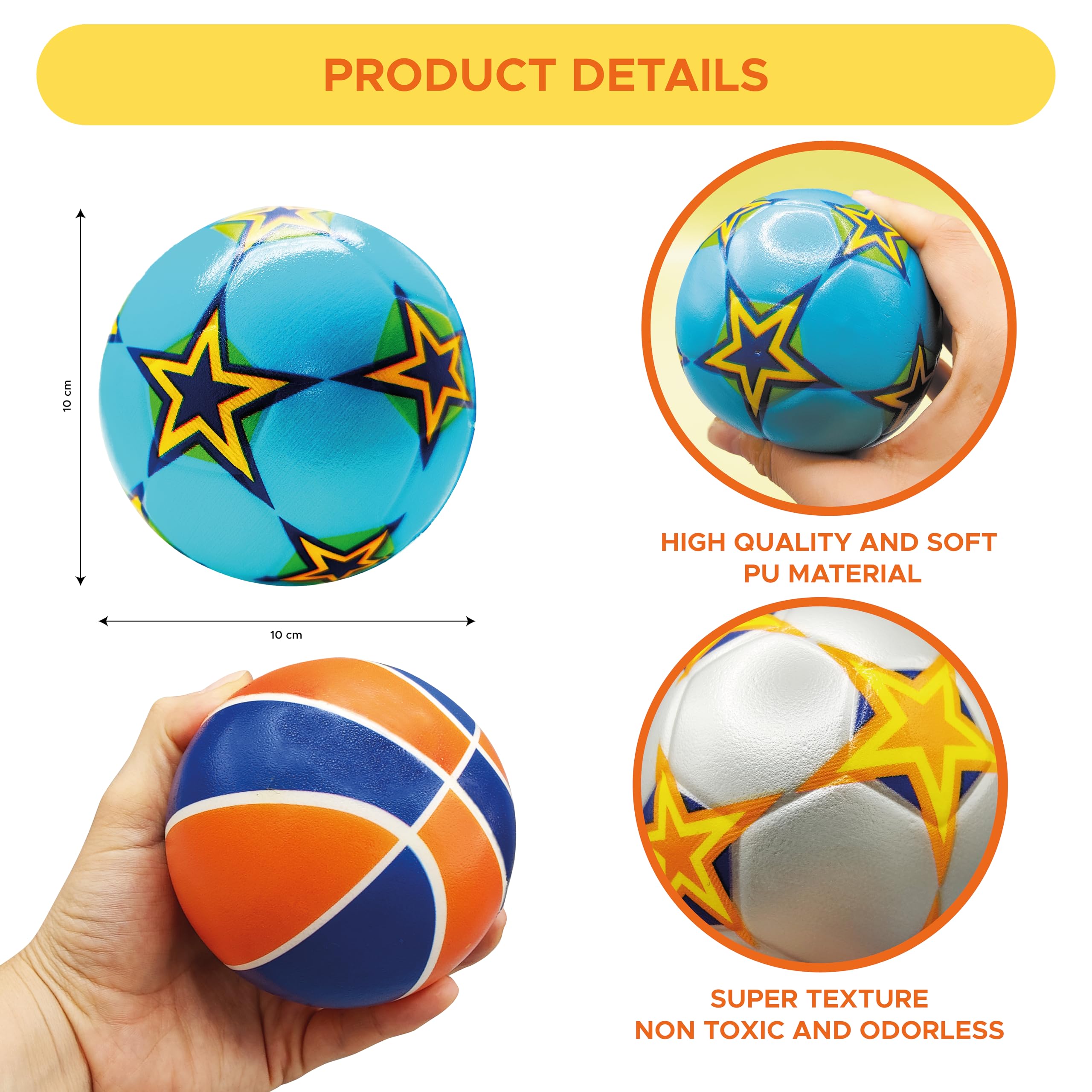 Lavatelli - Set de 20 piezas bolas suaves con temática deportiva, diámetro 10 cm, detalles cumpleaños niños, gadgets ideales para casa o aire libre, ideas de regalos divertidos invitados