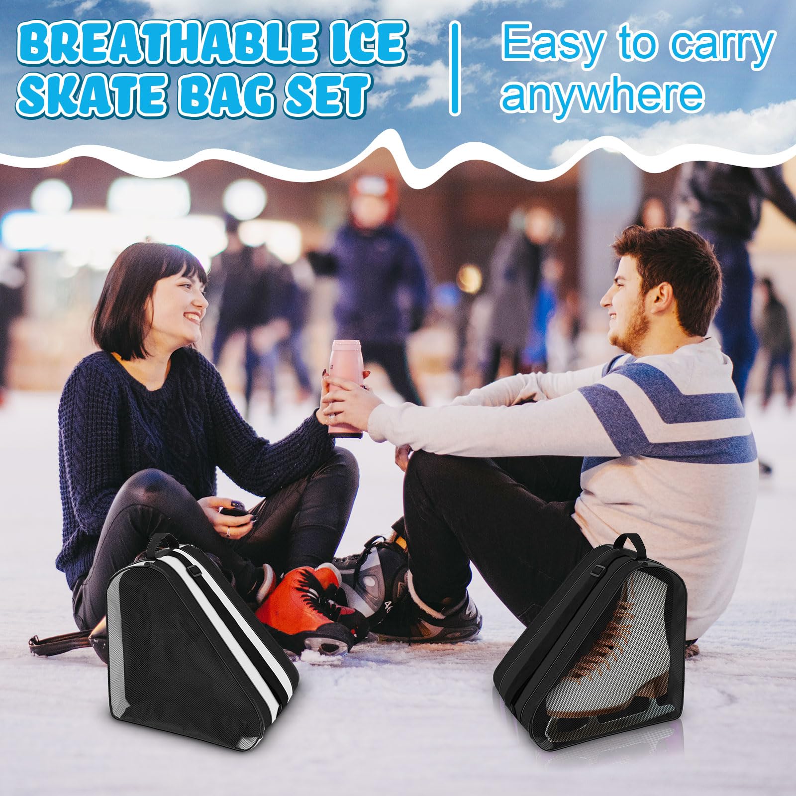 Liliful 8 Stück Skate Guards Skate Kufenschutz Abdeckungen Handtuch Eisbeutel Set Eisschutz für Erwachsene Hockey Winter Supply