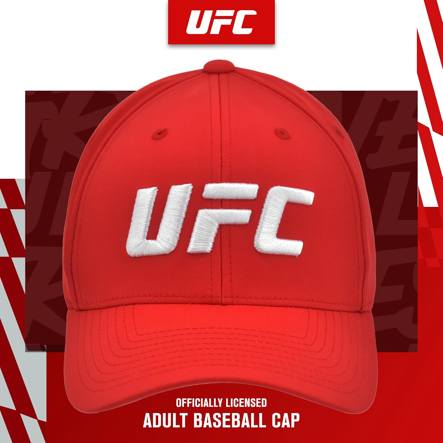 Concept One Unisex Adult UFC Baseball Hat, 6 Panel Adult Flex Fit Active Cap with Curved Brim