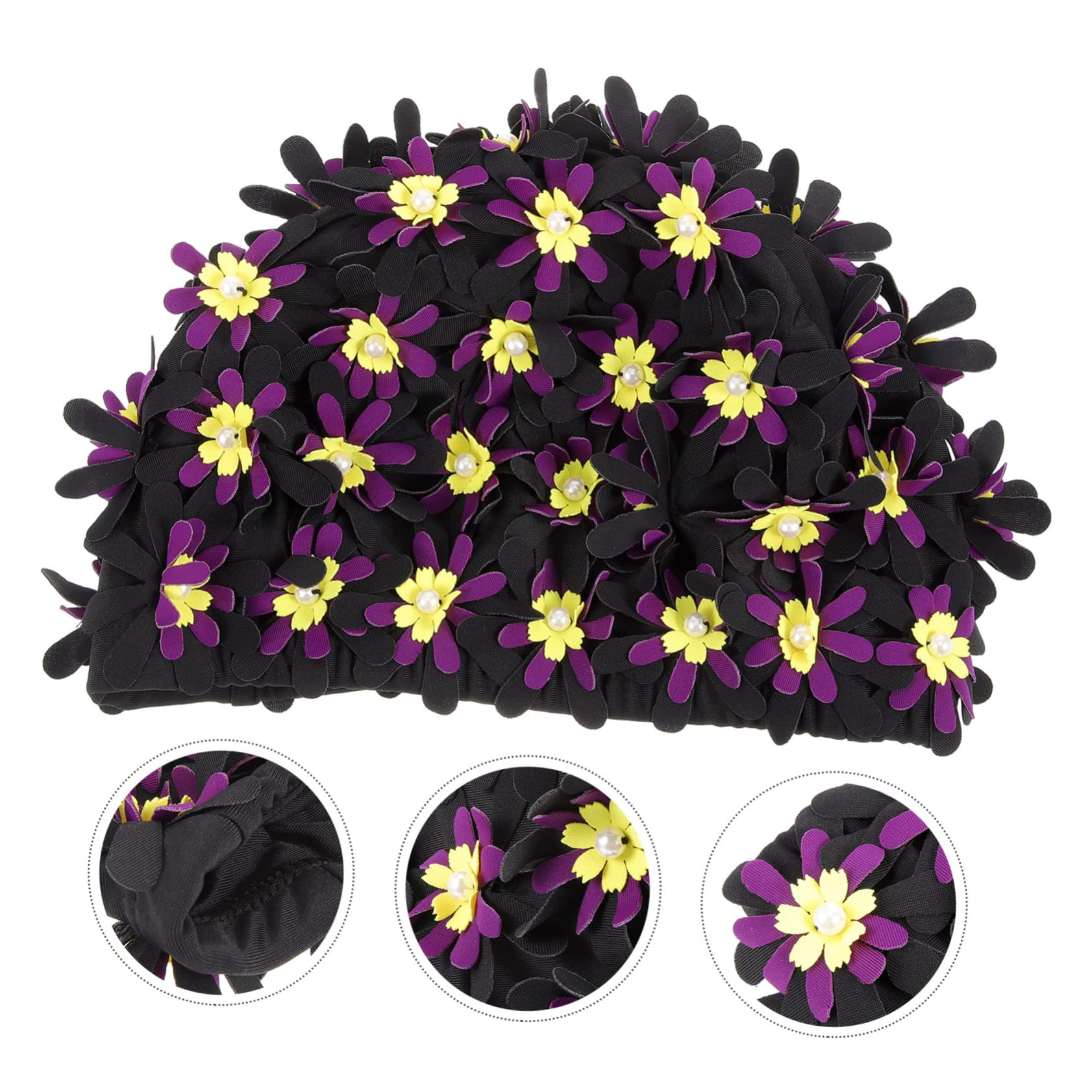 Toddmomy Augmentez Le Chapeau de baignade des Fleurs Long Mesdames Bonnets de Bain pour Femmes nageant Chapeau de Bain Casquette pour Femme Grand Bonnet de Bain Polyester