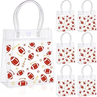 Kolldenn 36 Pack Clear PVC Football Gift Bags with Handles - Ideal Sports Party Favors, Team Snacks & Birthday Goodies