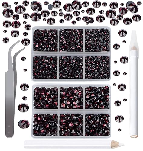 6300 diamantes de imitación termoadhesivos de amatista para manualidades, ropa, bricolaje con pinzas y 2 bolígrafos de recolección de diamantes de