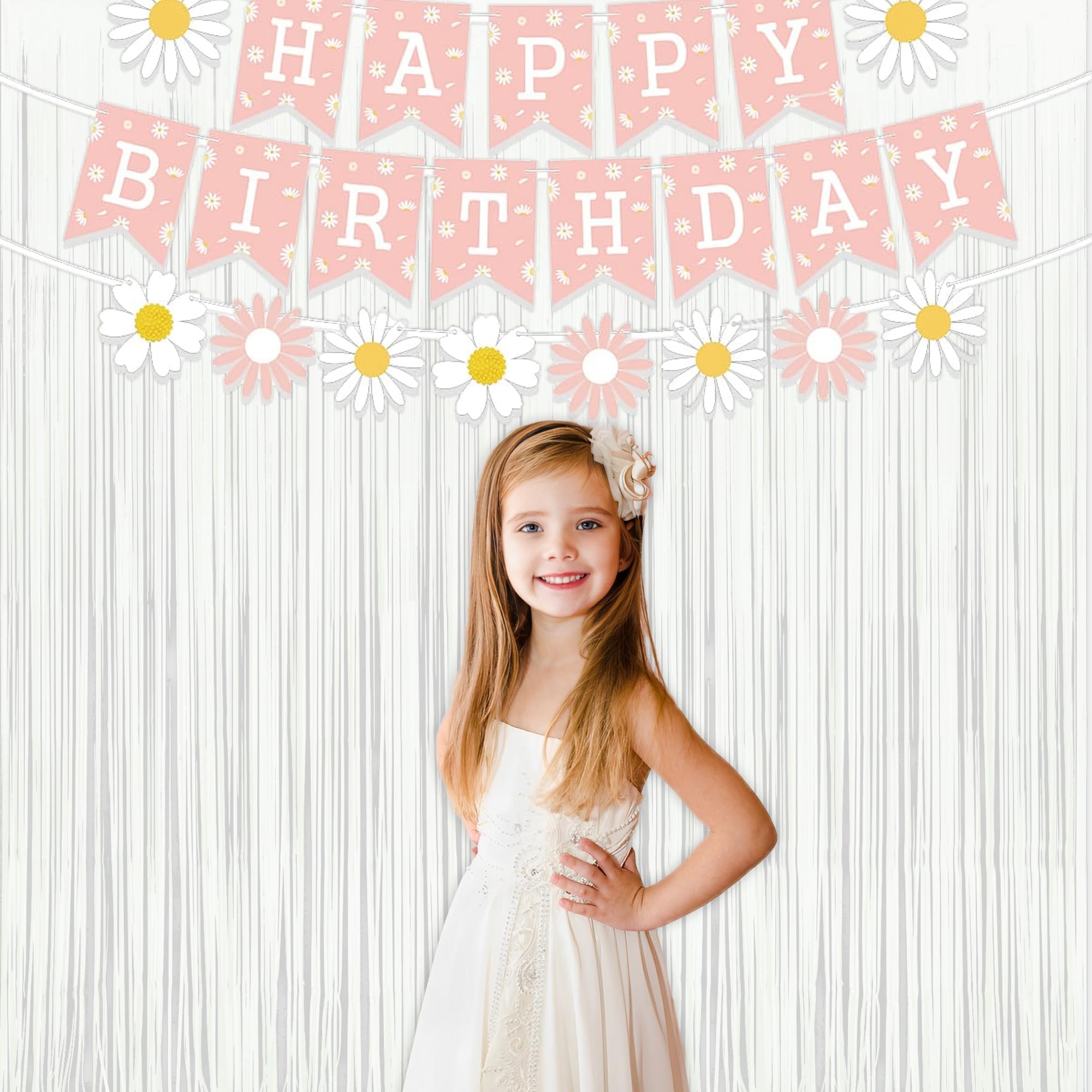 White Party Streamers Decoration - GREATRIL Foil Fringe Backdrop for Daisy Groovy Birthdays/Anniversary/Graduations/Bridal Shower/Cocktail/Prom/Gala - 3.2ft X 8.2ft - 2 Packs 2