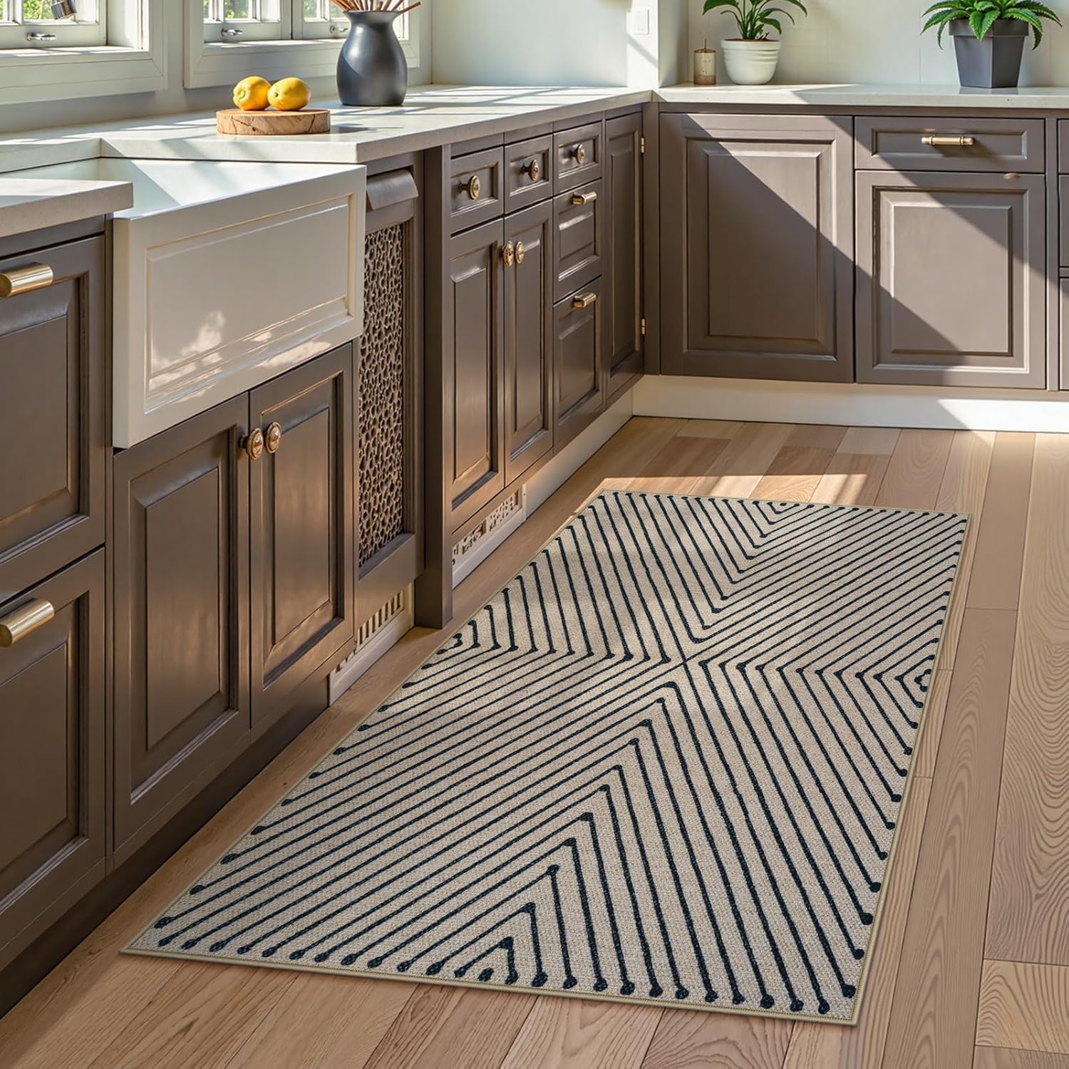 Collive Modern Geometric Easy Jute Outdoor Rug for Porch, 3x5 Washable Entryway Rug Non-Slip Woven Kitchen Carpet, Farmhouse Nautral Indoor Door Mats for Bedroom Backyard Front Decor - Image 7