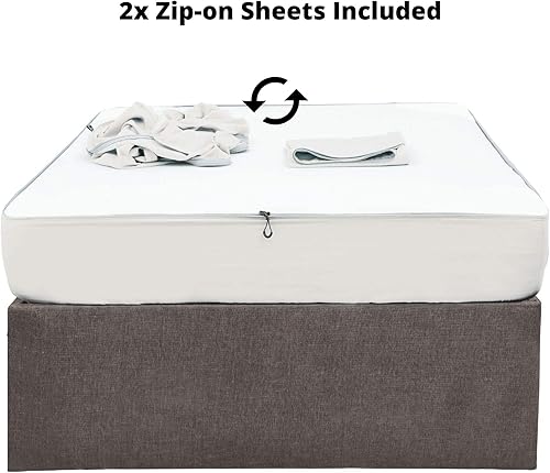 Miniatura 5 de Protector de colchón y sábana con cremallera, Algodón, Blanco, King