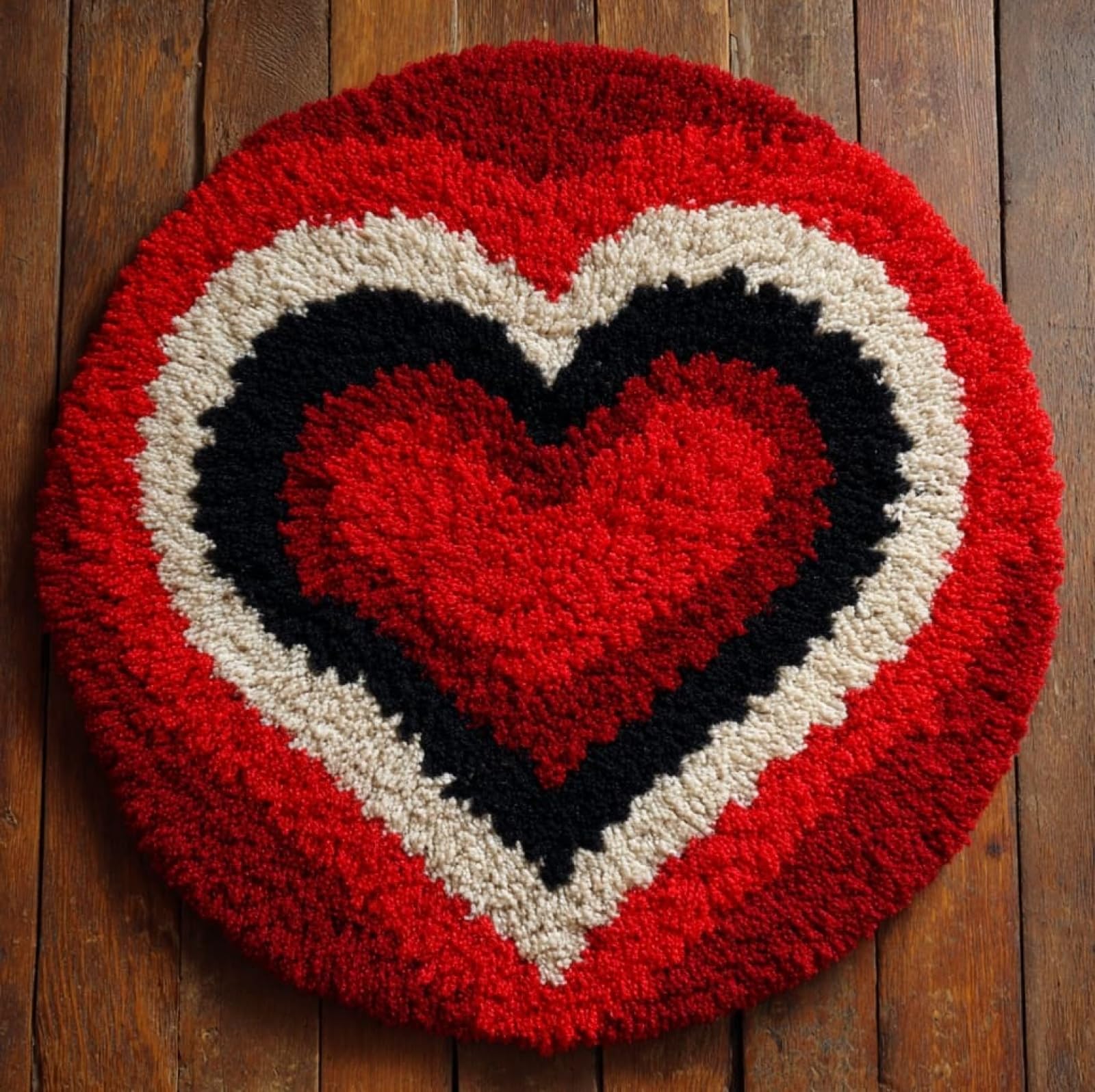 WallustrioaW DIY Latch Hook Rug Kits,Love,Pre-Printed Canvas DIY Rug Making Kit,Cross Stitch Carpet Crochet Crafts - Home Decor Project,50x50cm