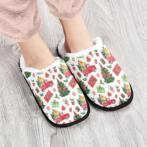 Miniatura 4 de KOPIRIT Christmas Red Car Decor Slippers for Women Men Soft Non-Slip Indoor House Slippers Slipper Home Shoes for Wedding Party Bedroom Travel