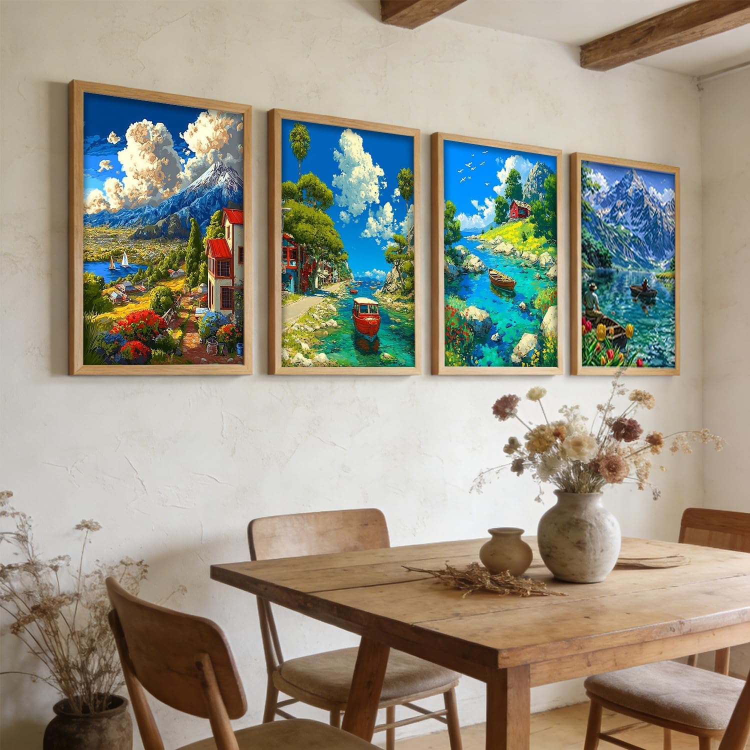  4 Pcs Landscape Diamond Painting Kits for Adults Round Full Drill thumbnail