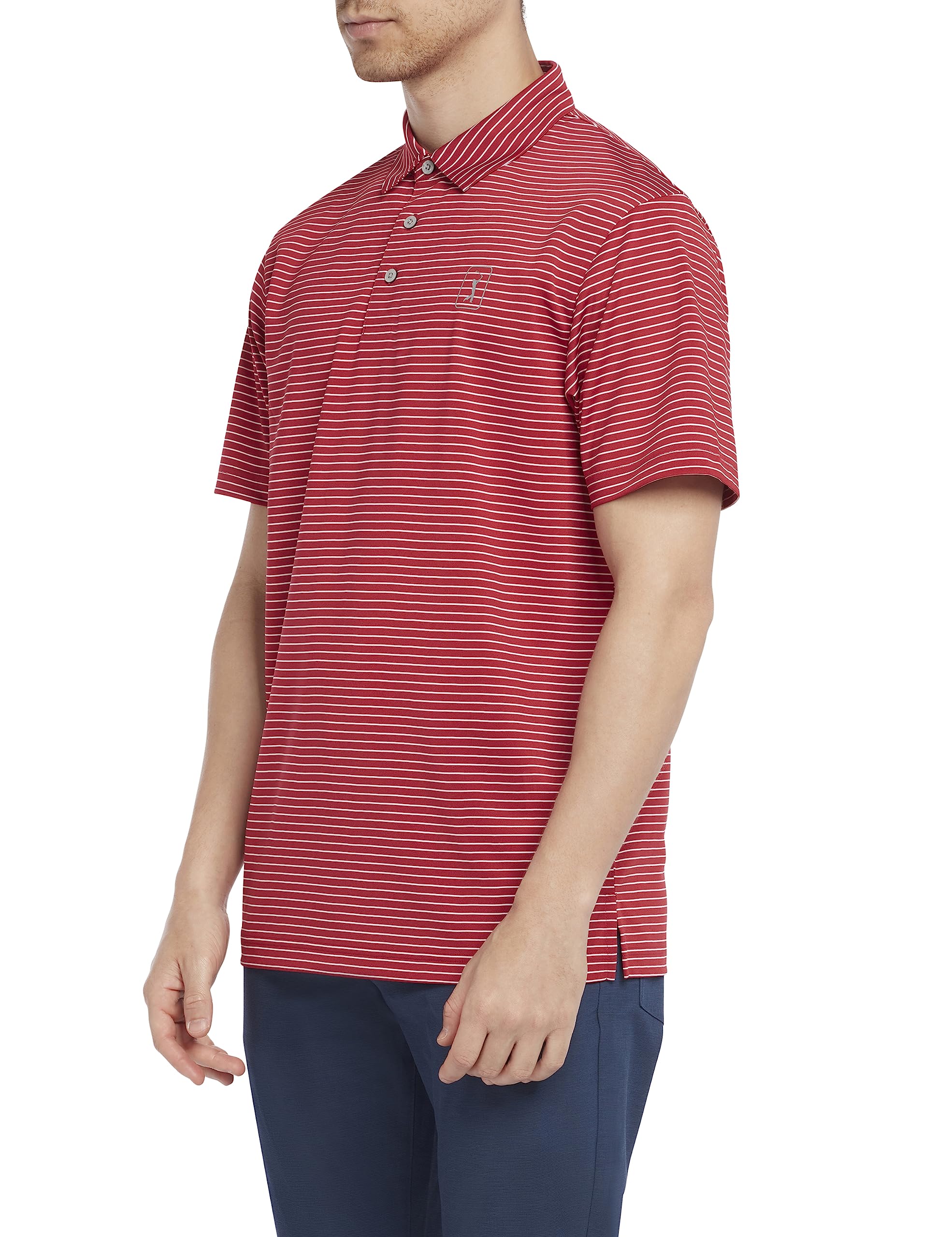 PGA Tour Men's Golf Polo Shirt, Stripe Design, Natural Stretch, Short Sleeve, Regular Fit
