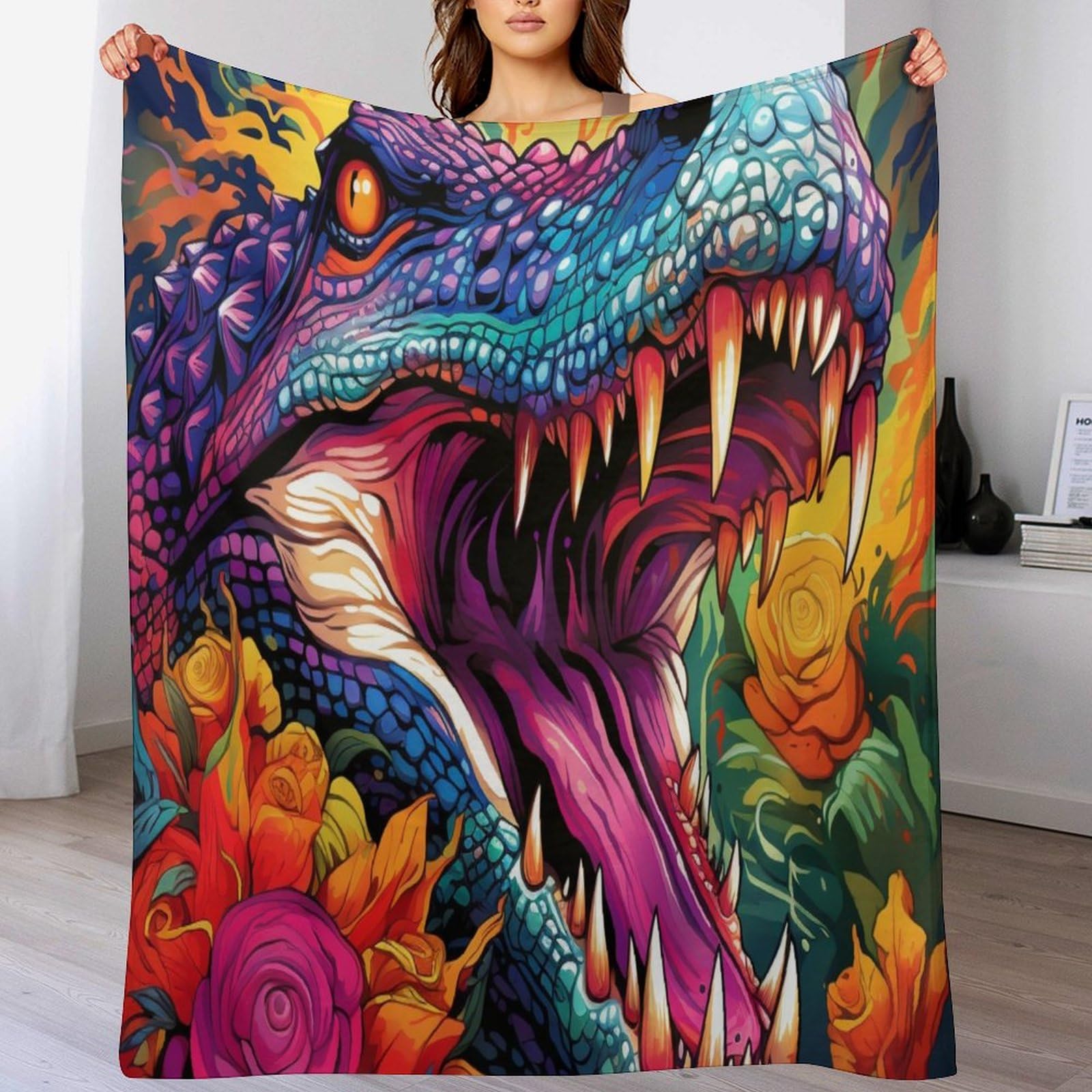 Couverture crocodile impression 3D en polaire de flannel lit et canape 150x200cm