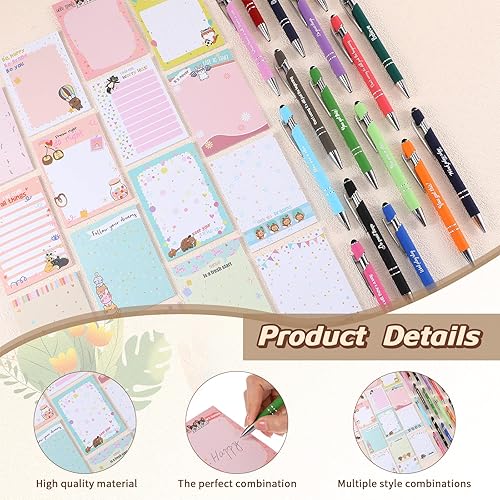 Miniatura 5 de Nuanchu 32 piezas de libretas motivacionales con bolígrafos para compañeros de trabajo, adultos, regalos de agradecimiento de Navidad, juego de