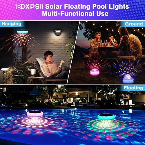 Miniatura 7 de Luces solares para piscina, 2600 mAh, luces flotantes recargables por USB, 6.7 pulgadas, IP68, impermeable, luz flotante solar con control remoto,