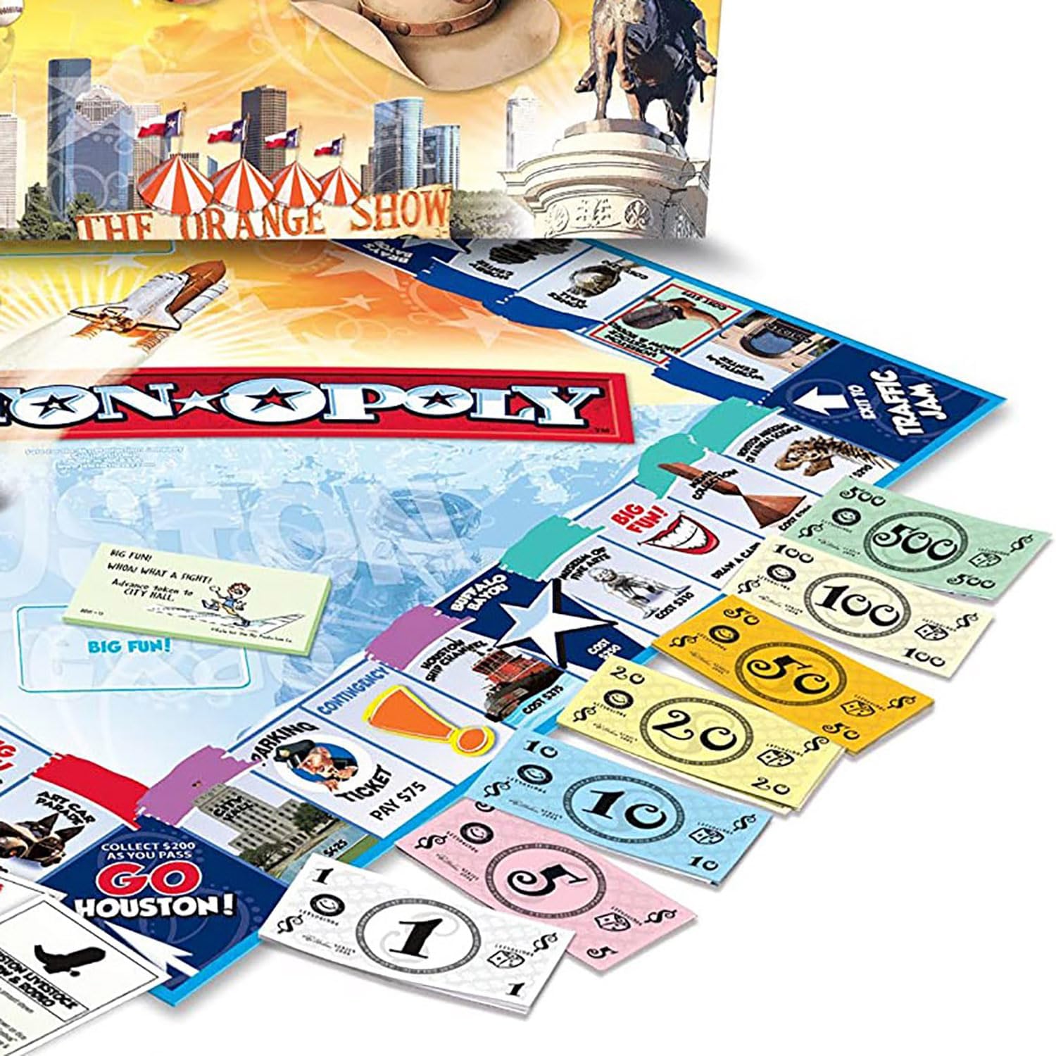 Late for the Sky Houston-Opoly Property Trading Board Game – Houston Landmarks, Family Strategy Game for Adults & Kids, 2–6 Players, City-Building, Fast Play Option, Great Gift for Space City Fans