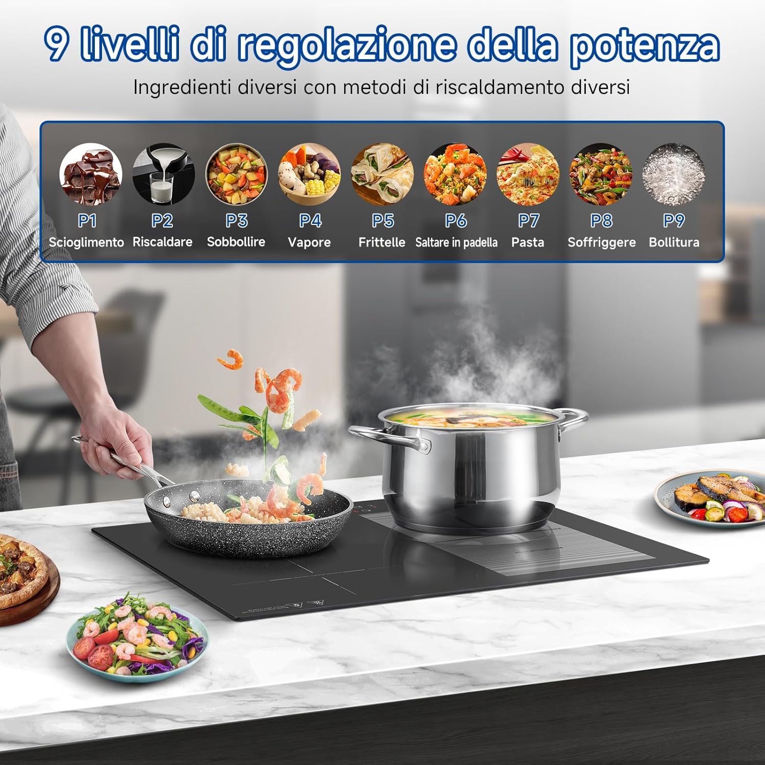 AMZCHEF Induction Hob 9 Power Levels