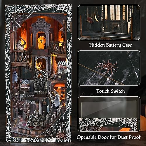 Miniatura 86 de Kit de rincón de libros en miniatura, rompecabezas de madera 3D con luz LED para decoración de estantería (más allá de la biblioteca)