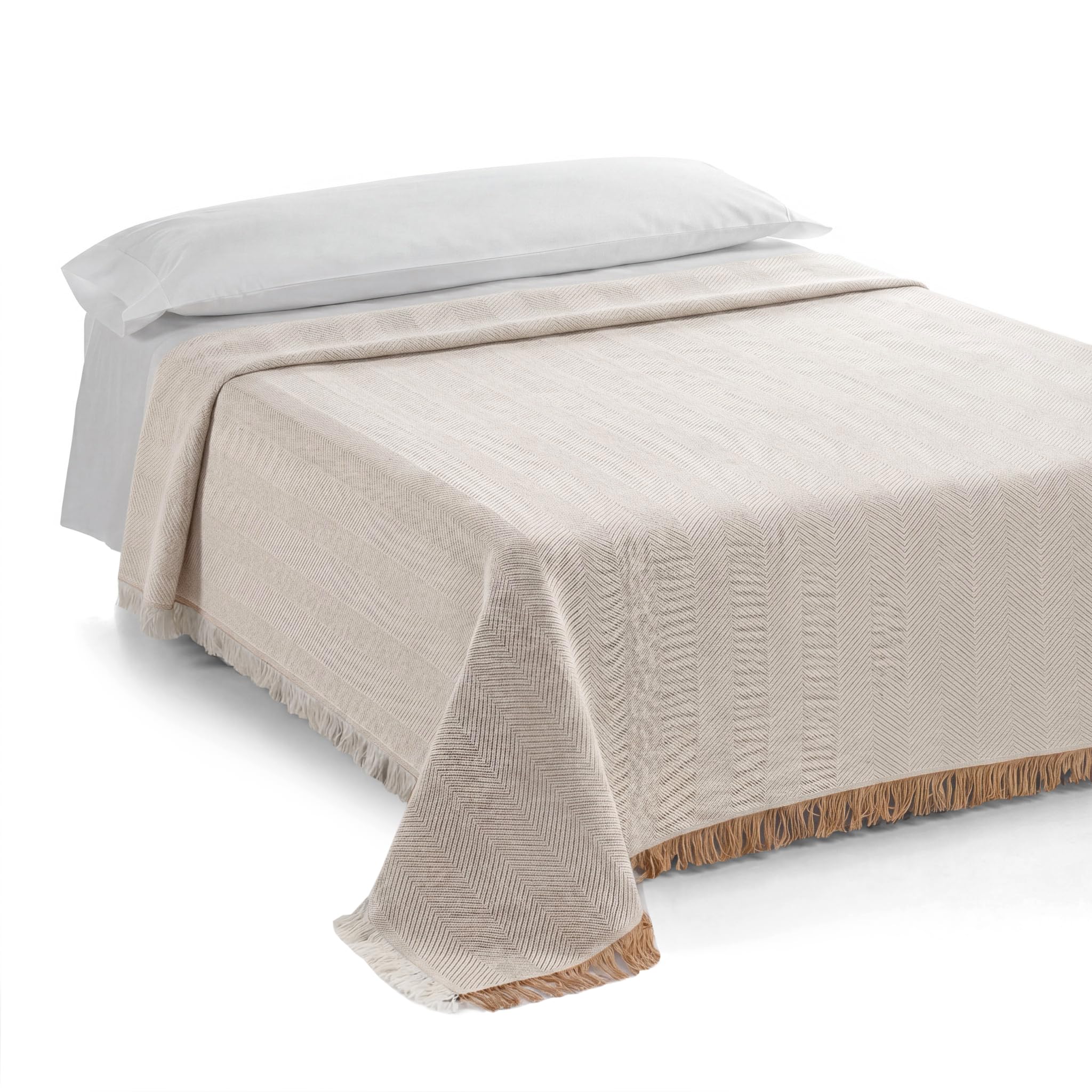 Martina Home Spiga uniwersalny szal, 80% bawełna, 20% poliester, surowy/beżowy 260 długość x 300 szerokość cm