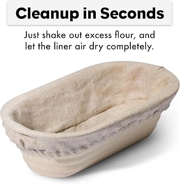 Brod & Taylor Batard Banneton & Linen Liner (Bundle) Stackable Proofing Basket for Sourdough & Artisan Bread Baking