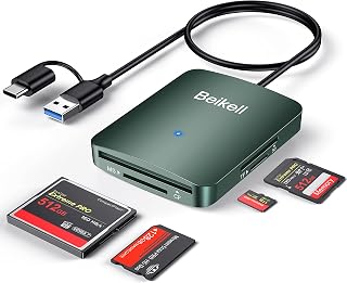SD Card Reader, Beikell 4 in 1 Dual Connector (USB&USB C) USB C to Micro SD Memory Card Reader OTG Adapter -Supports SD/Micro SD/MMC/Micro SDXC/MS/CF, Compatible with Windows, OS-Midnight Green