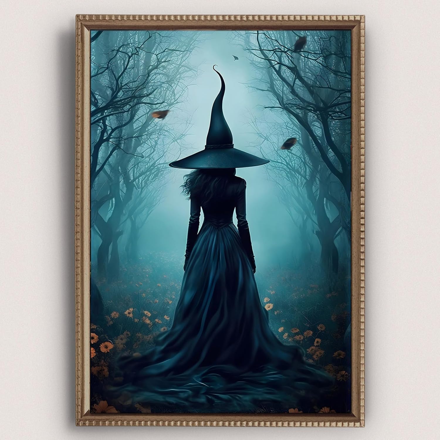 Witch Halloween Poster Gothic Canvas Wall Art Dark Moody Paintings Dark Academia