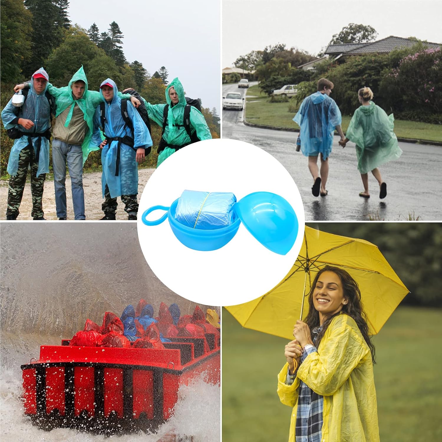 4 Pack Portable Raincoats Ball, Disposable Emergency Raincoats for Kids, Waterproof Rain Poncho for Traveling, Camping, Cycling (Random Colors)