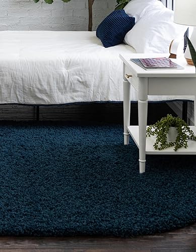 Miniatura 4 de Unique Loom Solid Shag Collection - Alfombra de área (3 pies 3 pulgadas x 5 pies 3 pulgadas, ovalada, azul zafiroazul marino)