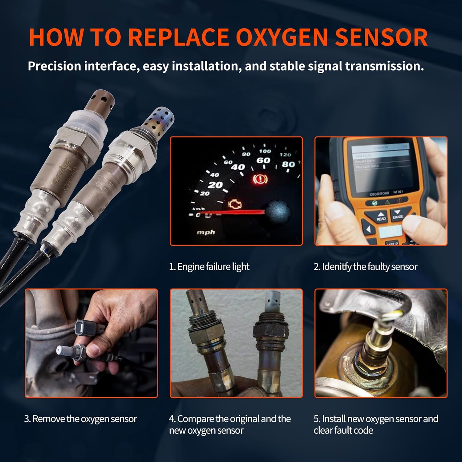 HiSport O2 Oxygen Sensor Upstream Downstream - Compatible with 2006 2007 Chevy Avalanche Silverado 1500 Suburban Tahoe Cadillac Escalade GMC Sierra Yukon Hummer H2 Replace 234-4337 234-4018