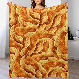 Chicken Nuggets Throw Blanket for Teens Boys Girls and Adults Soft Warm Cozy Funny Midweight Food Flannel Blankets for Couch Sofa Bed Camping Travel Home Decor 40" X 50"