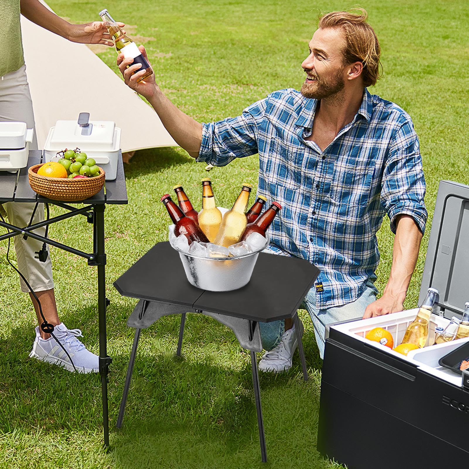 Mesa Plegable De Camping Patas Regulables En Altura Y Desmontables