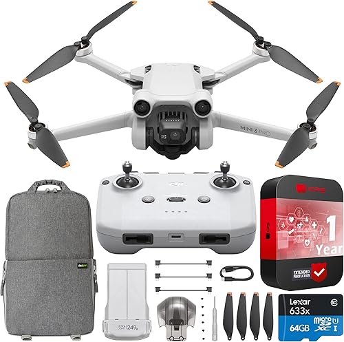 DJI Mini 3 Pro Camera Drone Quadcopter con control remoto RC-N1 + Fly More Kit Plus CP.MA.0000488.02 con protección extendida 4K 48MP y paquete de 3