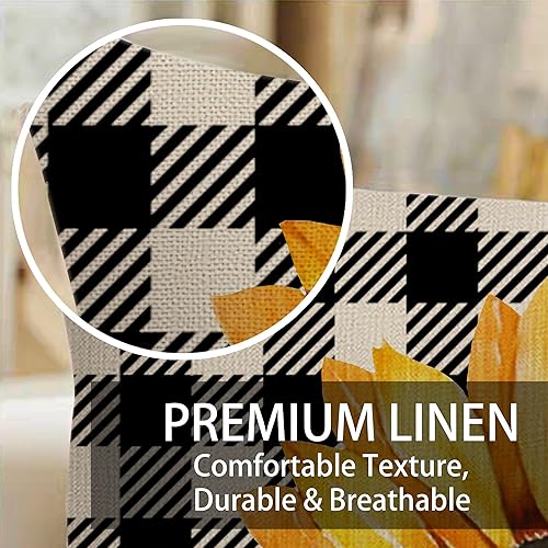 Miniatura 5 de pinata Juego de 4 fundas de almohada decorativas de girasol, color amarillo y negro, a cuadros, de 16 x 16 pulgadas, juego de 4 fundas de lino para