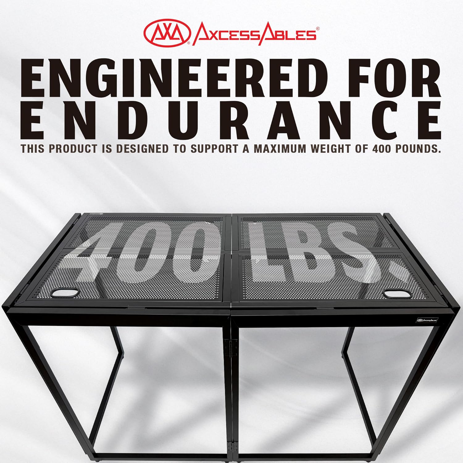 AxcessAbles Portable DJ Table XL – 54” x 27” Music Workstation | 35” Standing Height, 400lb Capacity | Collapsible FOH Sound Desk for DJs, Mixing Consoles, Guitar Techs| Recording Desk | DJ Booth