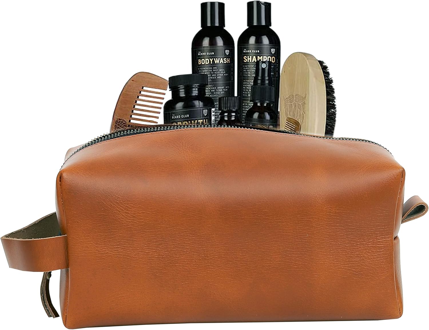 cuero Leather Buffalo DoppKit Toiletry Travel Unisex Toiletry Cosmetic Pouch Shaving Kit Men Women (TAN) - Image 3