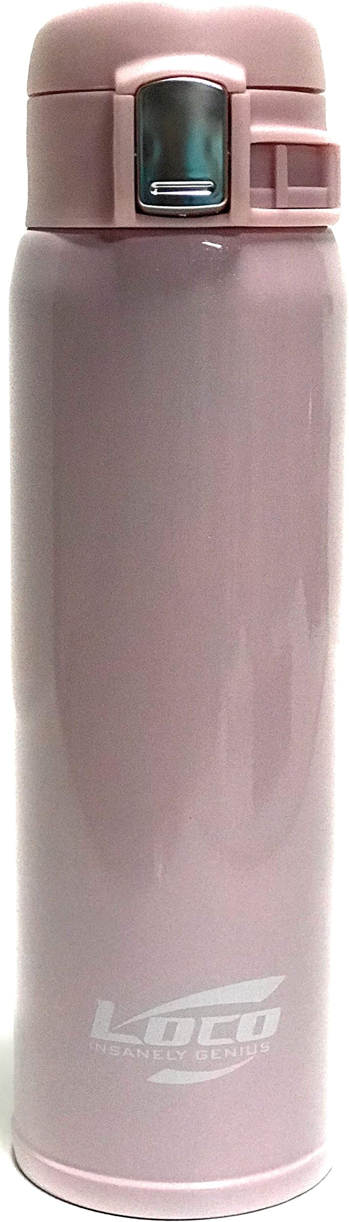 LoCo Premium Quality Travel Mug Double Walled Stainless Steel Flask Vacuum Insulated Thermos for Hot or Cold Beverage (Coffee, Tea) - Locking Flip Top Lid Air Tight - BPA Free - Leak Proof - 16 oz