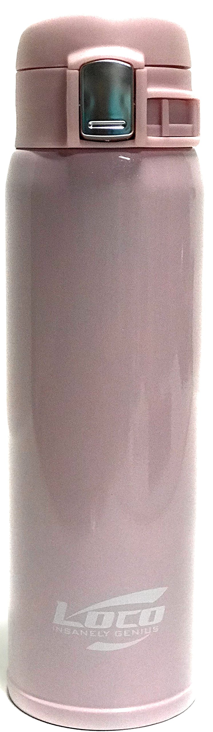 LoCo Premium Quality Travel Mug Double Walled Stainless Steel Flask Vacuum Insulated Thermos for Hot or Cold Beverage (Coffee, Tea) - Locking Flip Top Lid Air Tight - BPA Free - Leak Proof - 16 oz