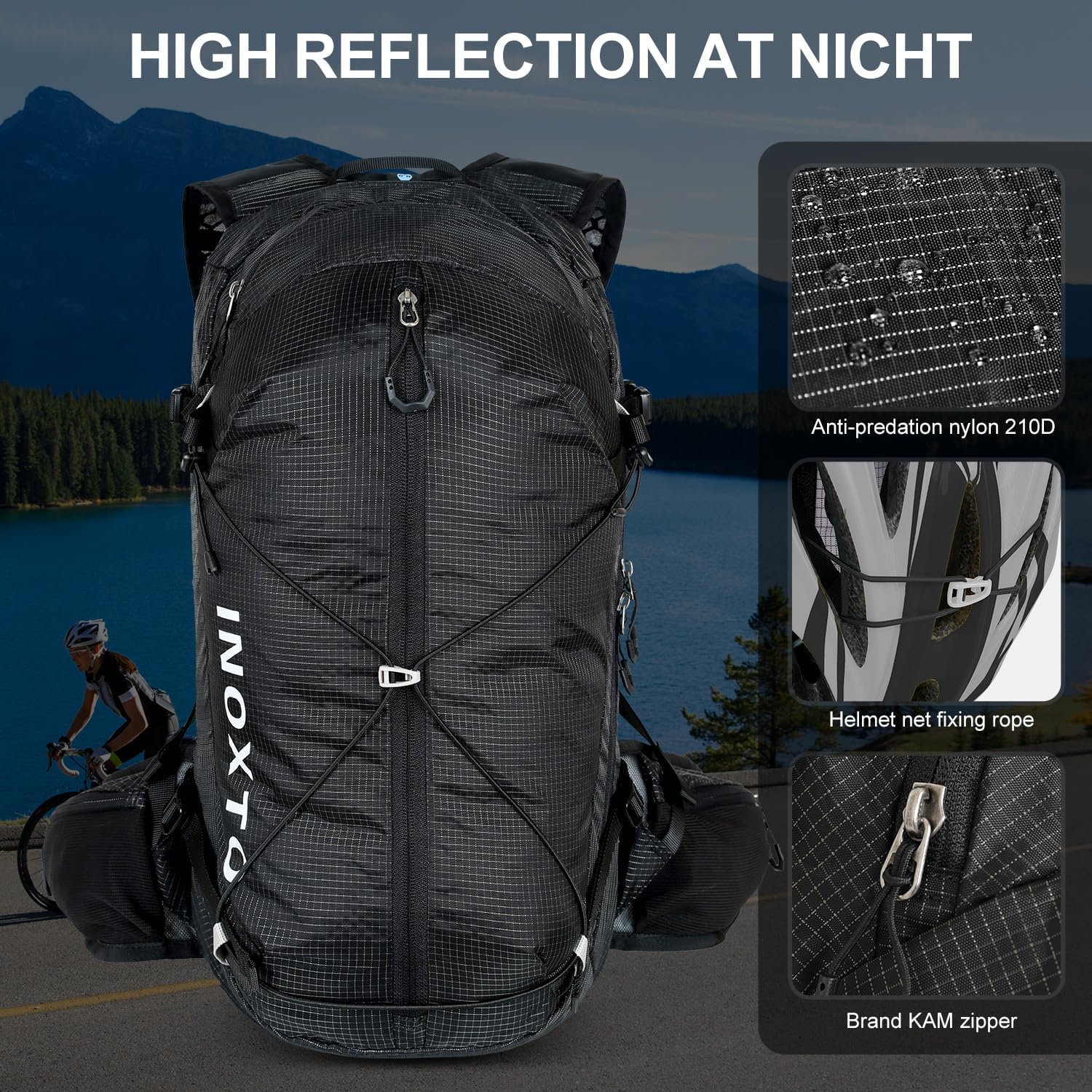 IX INOXTO Hydration Backpack, 20L Multipurpose Hiking Backpack with 2L Water Bladder, Water Backpack Insulated Hydration Pack Ideal for Hiking and Cycling