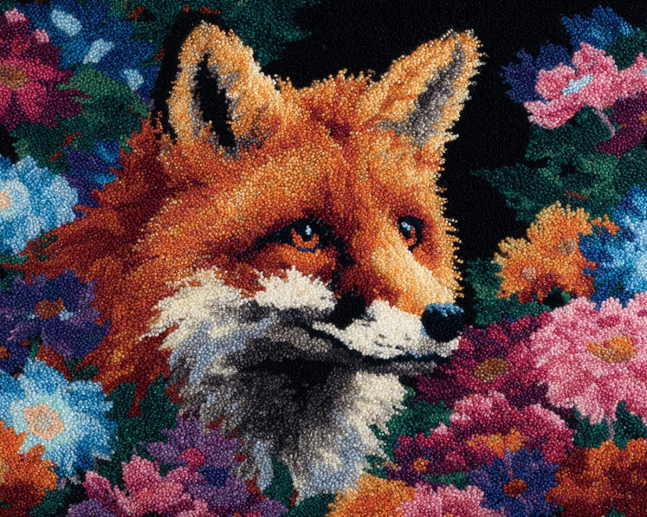 AMBATTERY Large Rug Making Kit Foxes and Flowers 60x90cm