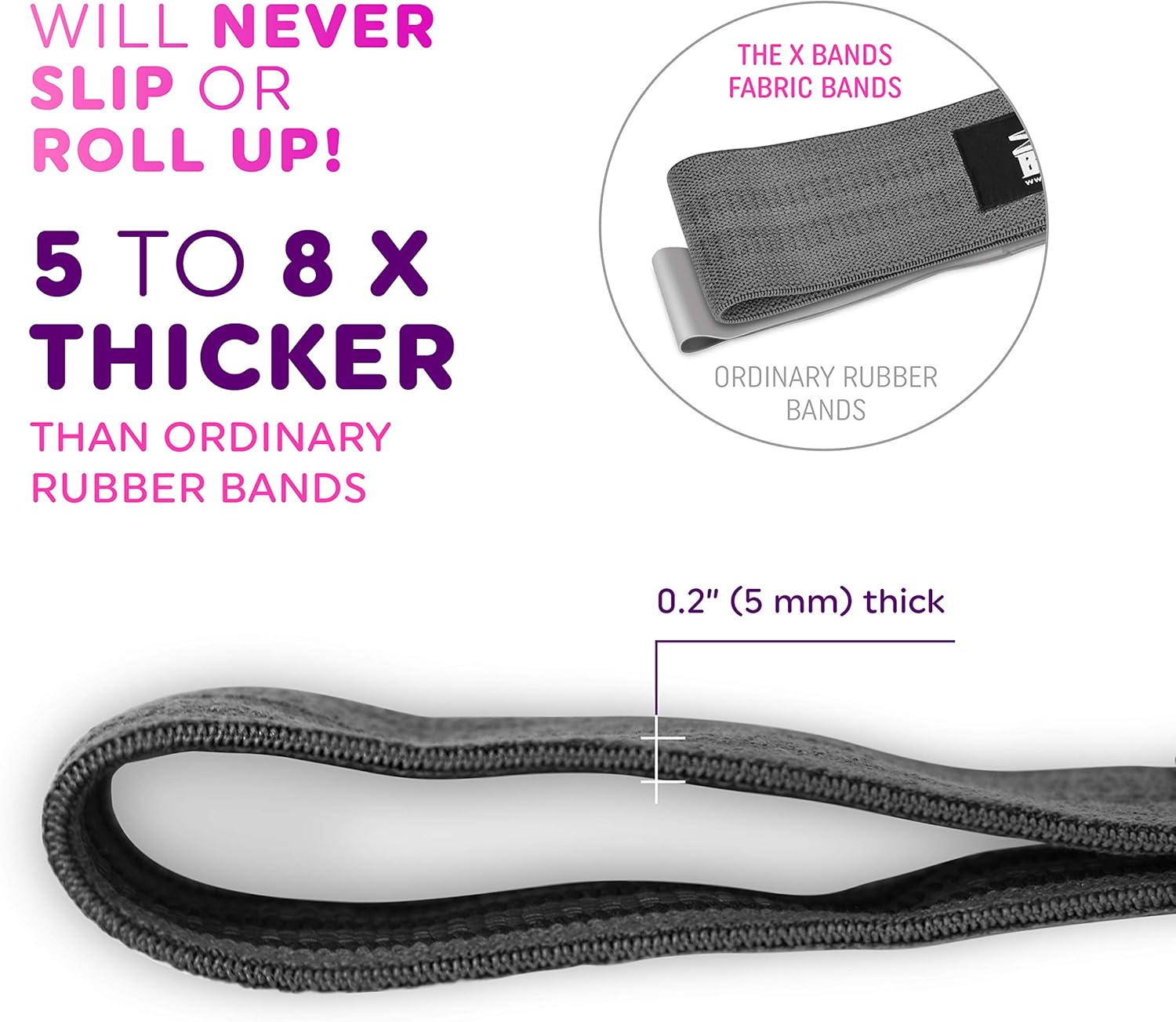 The X Bands Exercise Resistance Bands - Non-Slip Extra Thick Fabric Hip Loop Booty Bands - 20, 30, 40, 50 lb - Fitness Workout for Legs, Butt Training, Stretching, Yoga