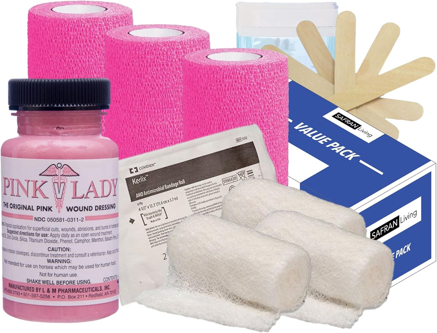 Horse Wound Ointment Dressing Kit Pink Lady Veterinary Treatment Set for Open