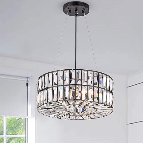 4-Light Antique Black Crystal Glass 